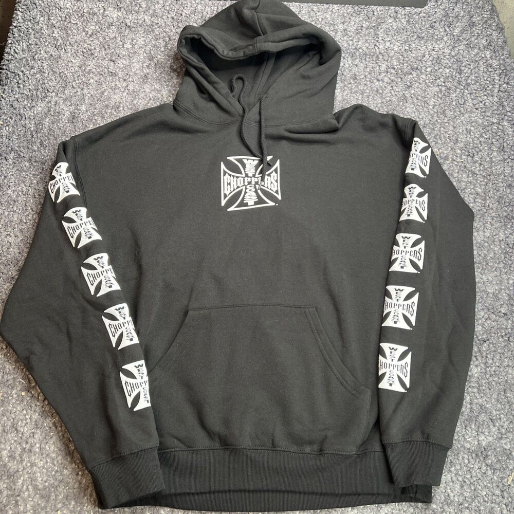 West Coast Choppers Pullover Hoodie Men's Large Core Logo Black Biker Motorcycle